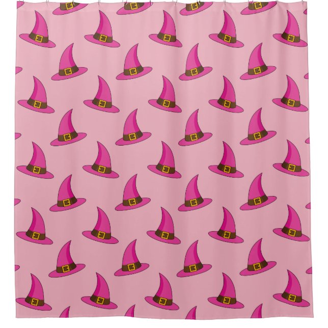 Pink Witch Hat Shower Curtain (Front)