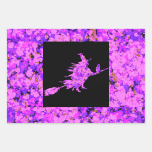 Pink Witch Splattered Paint Wrapping Paper Sheet