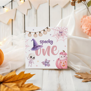 Pink Witch Spooky One Birthday Party Napkin