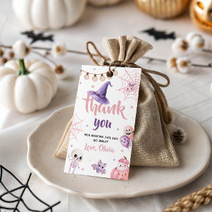 Pink Witch Spooky One Favour Tag Birthday