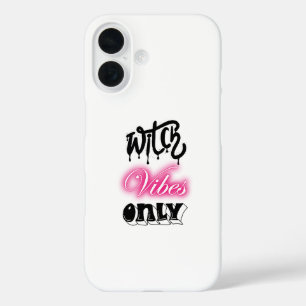 pink witch vibes only halloween typography woman  iPhone 16 case