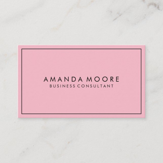 Pink with Black Border Minimalist Business Card (Front)