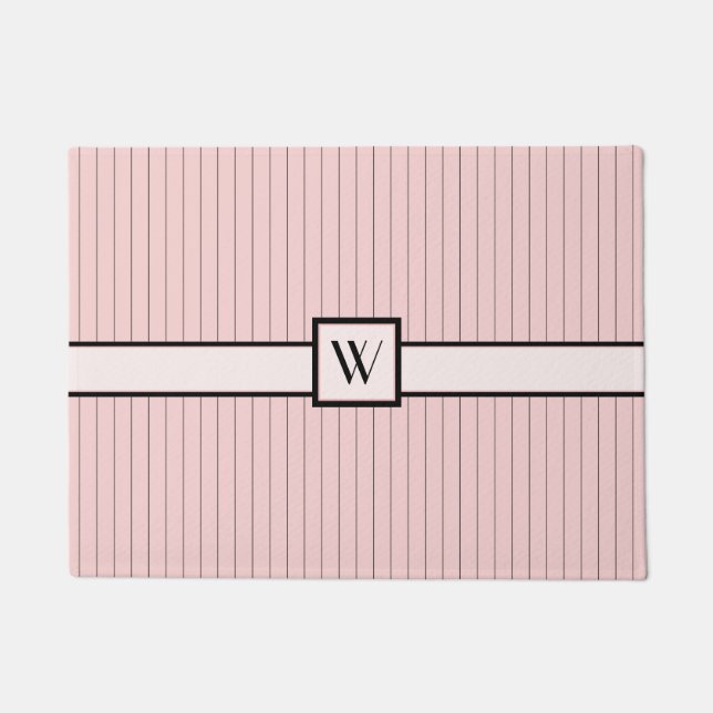 Pink with Black Pinstripes Doormat (Front)