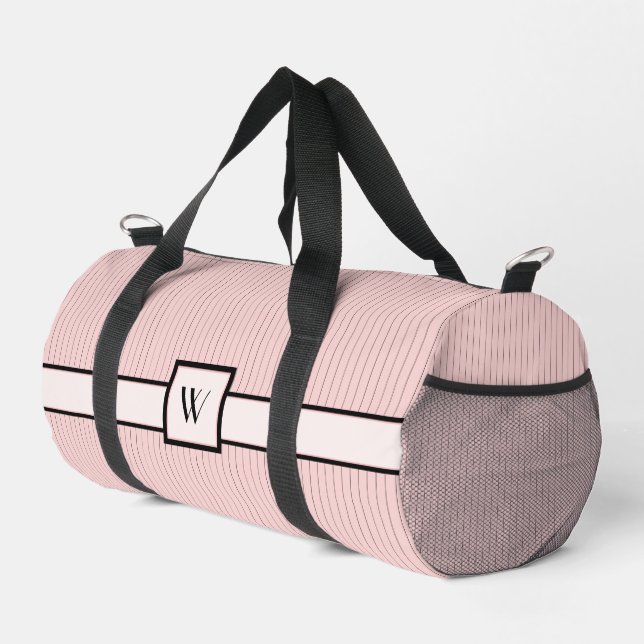 Pink with Black Pinstripes Duffle Bag (Right Corner)