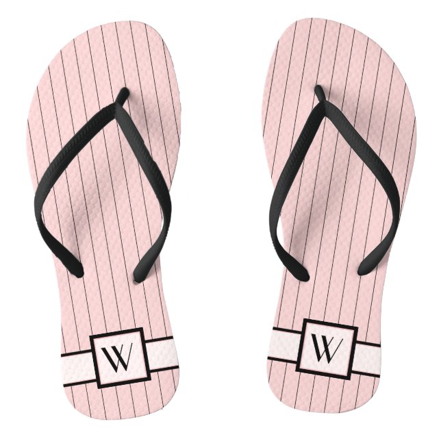 Pink with Black Pinstripes Flip Flops (Footbed)