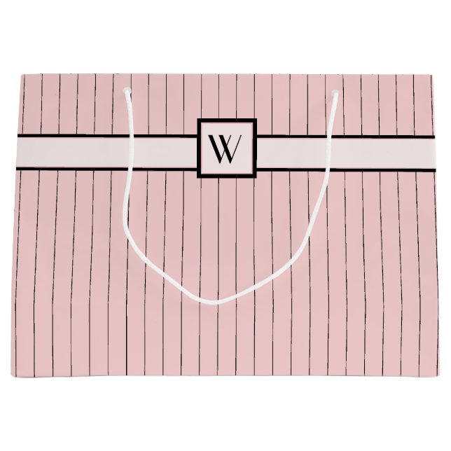 Pink with Black Pinstripes Gift Bag (Front)