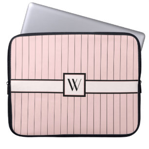 Pink with Black Pinstripes Laptop Sleeve