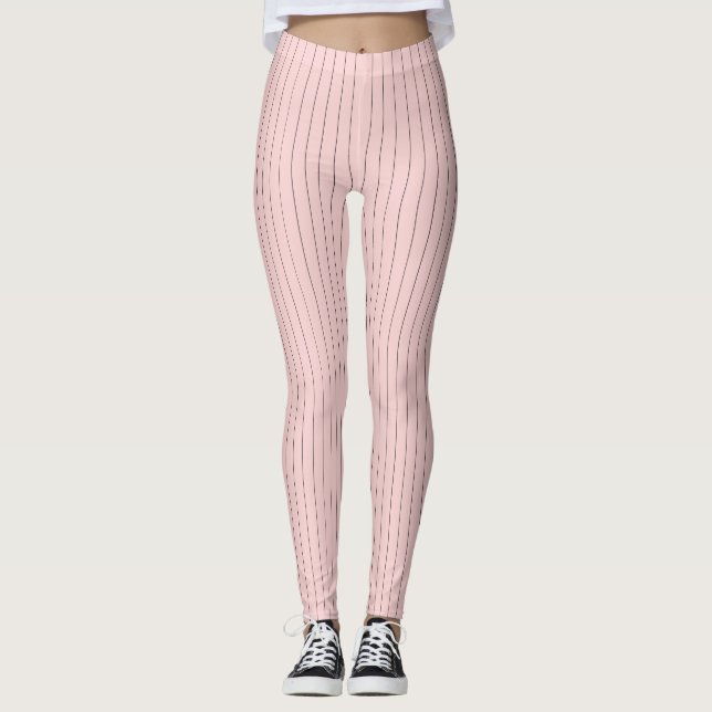 Pink with Black Pinstripes Leggings (Front)