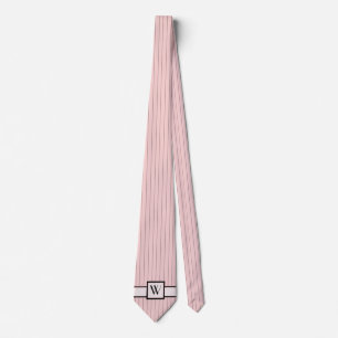 Pink with Black Pinstripes Men's Neck Tie