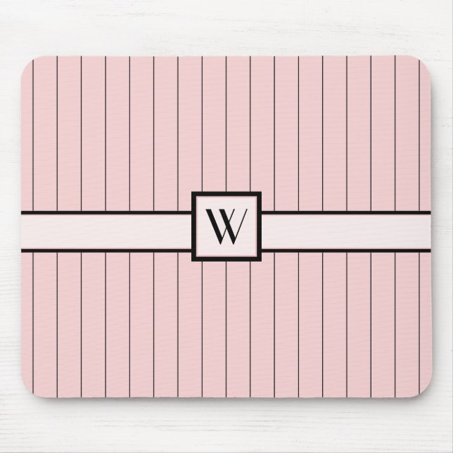 Pink with Black Pinstripes Mousepad (Front)