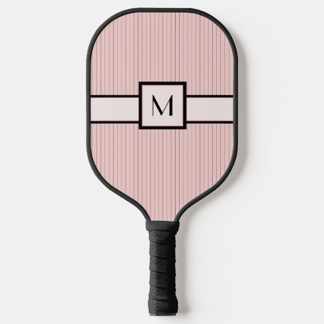 Pink with Black Pinstripes Pickleball Paddle (Front)