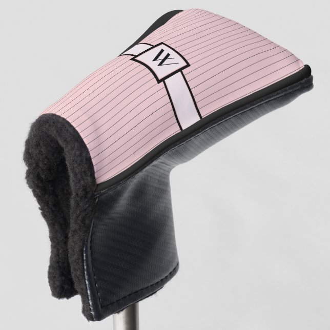 Pink with Black Pinstripes Putter Cover (3/4 Front)
