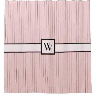 Pink with Black Pinstripes Shower Curtain