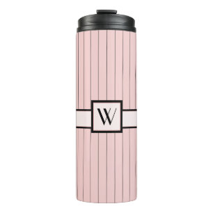 Pink with Black Pinstripes Thermal Tumbler