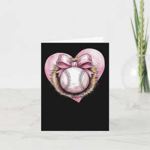 Pink With Bow And Heart – Cute Softball Aesthetic  Card