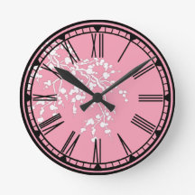 Pink with Cherry Blossoms Wall Clock