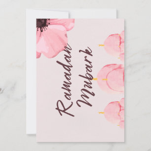 Pink with flower Ramadan mubark Invitation