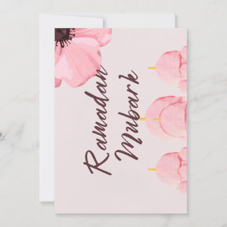 Pink with flower Ramadan mubark Invitation