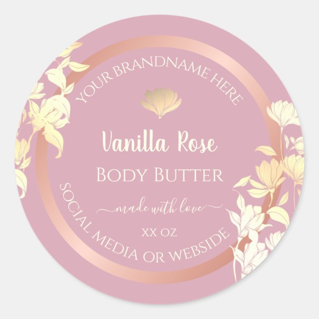 Pink with Flowers Product Packaging Labels Floral (Front)