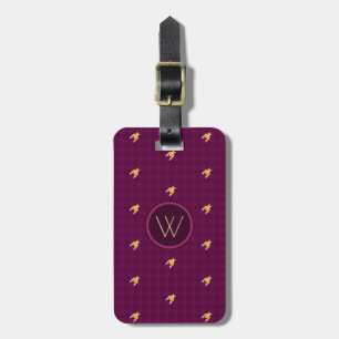 Pink with Gold Accent Houndstooth Luggage Tag