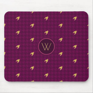 Pink with Gold Accent Houndstooth Mousepad