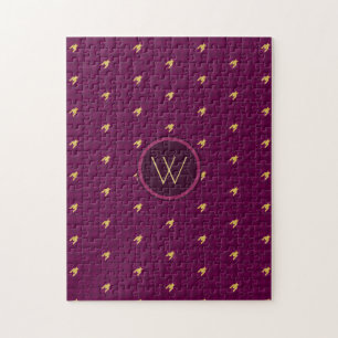Pink with Gold Accent Houndstooth Puzzle