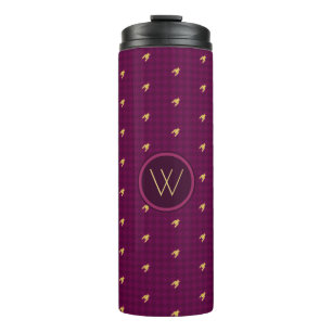 Pink with Gold Accent Houndstooth Thermal Tumbler