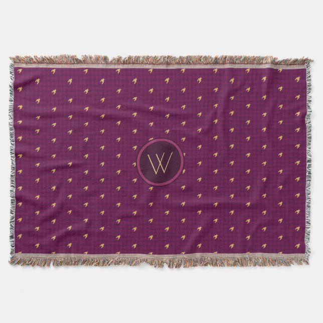 Pink with Gold Accent Houndstooth Throw Blanket (Front)