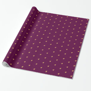 Pink with Gold Accent Houndstooth Wrapping Paper