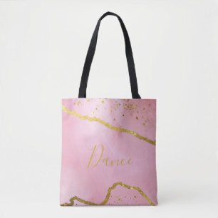 Pink with Gold Glitter Dance Tote Bag