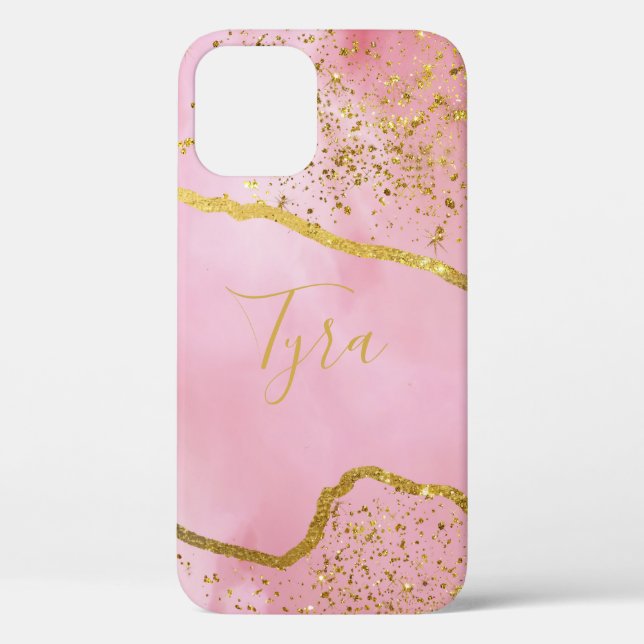 Pink with Gold Glitter iPhone / iPad case (Back)