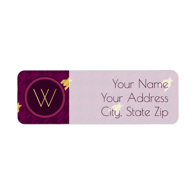 Pink with Gold Houndstooth Return Address Label (Front)