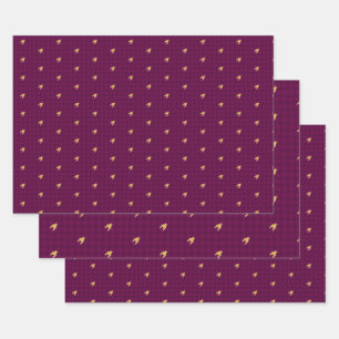 Pink with Gold Houndstooth Wrapping Paper Set