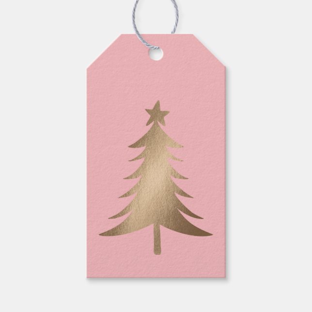 Pink with Gold Tree Gift Tag (Front)