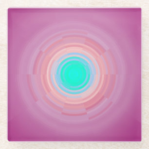Pink with Green/Orange Centre Glass Coasters