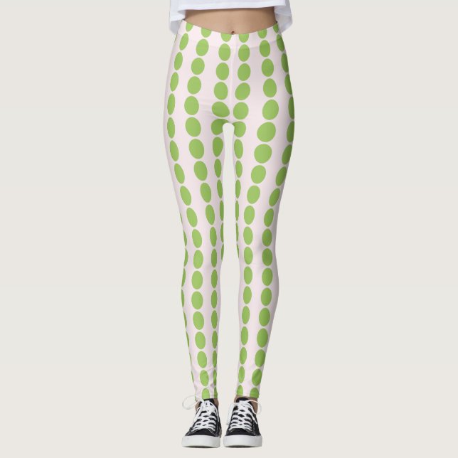 Pink With Green Polka-Dots Leggings (Front)