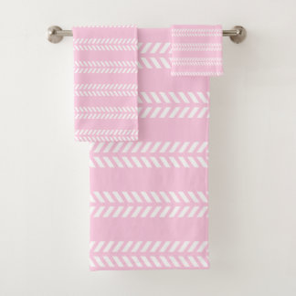 Pink With Modern White Design Bath Towel Set
