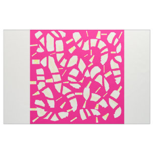 Pink with pale yellow large patterns fabric