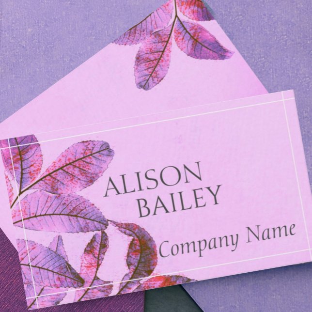 pink with purple leaves nature art custom business card (Creator Uploaded)