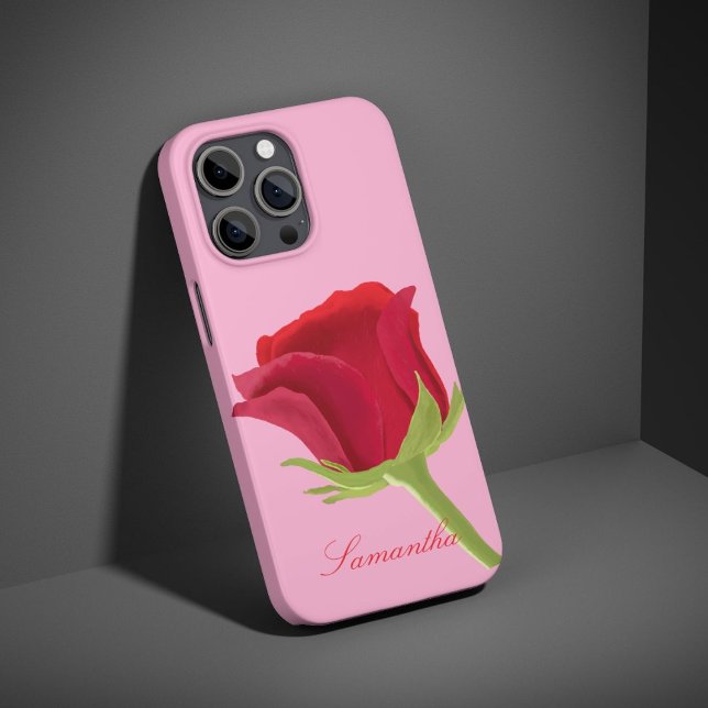 Pink with red rose iPhone case (Creator Uploaded)