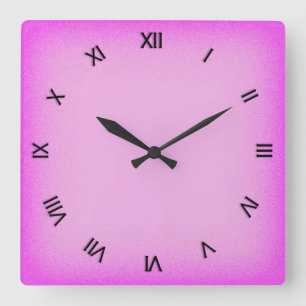Pink with Roman Numerals Square Wall Clock