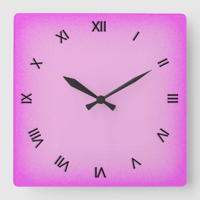 Pink with Roman Numerals Square Wall Clock (Front)