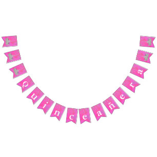 Pink with Silver Crowns Quinceañera Bunting Bunting