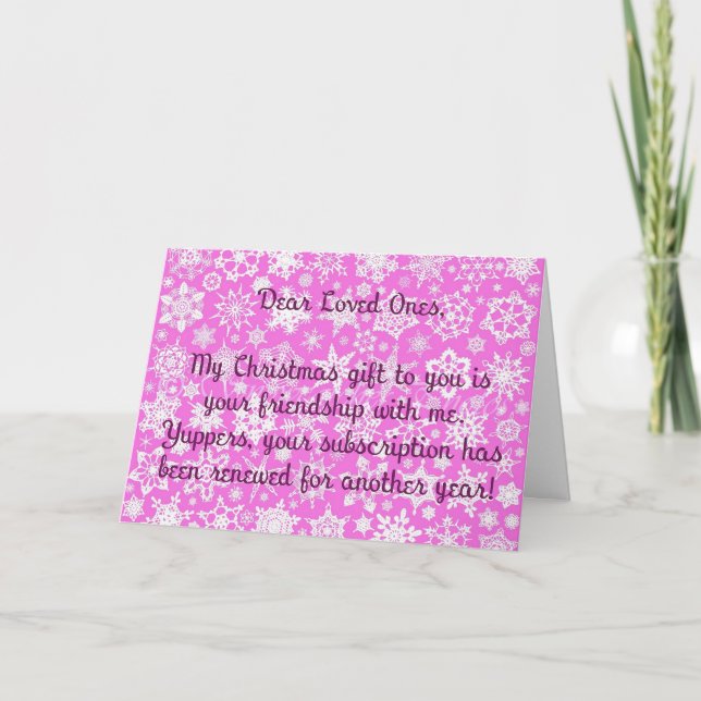 Pink with Snowflakes Snarky Christmas Card (Front)
