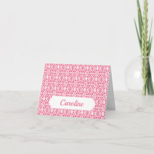 Pink With White Crochet Lace Pattern Note Card