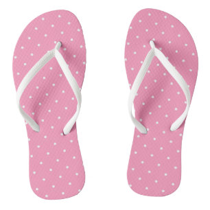 pink with white dots flip flops
