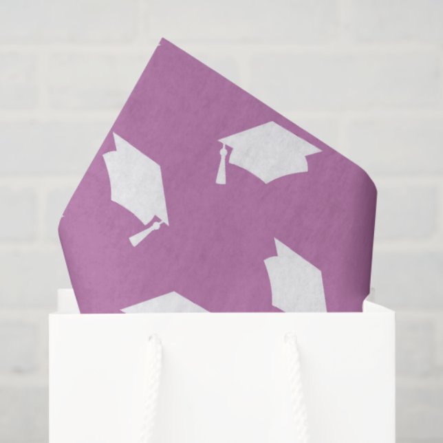 Pink With White Graduation Caps Wrapping Paper (Gift Bag)
