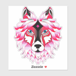 Pink Wolf Head Artwork