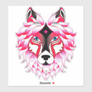 Pink Wolf Head Artwork