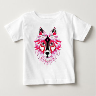 Pink Wolf Head Polygon Design-24531 Baby T-Shirt